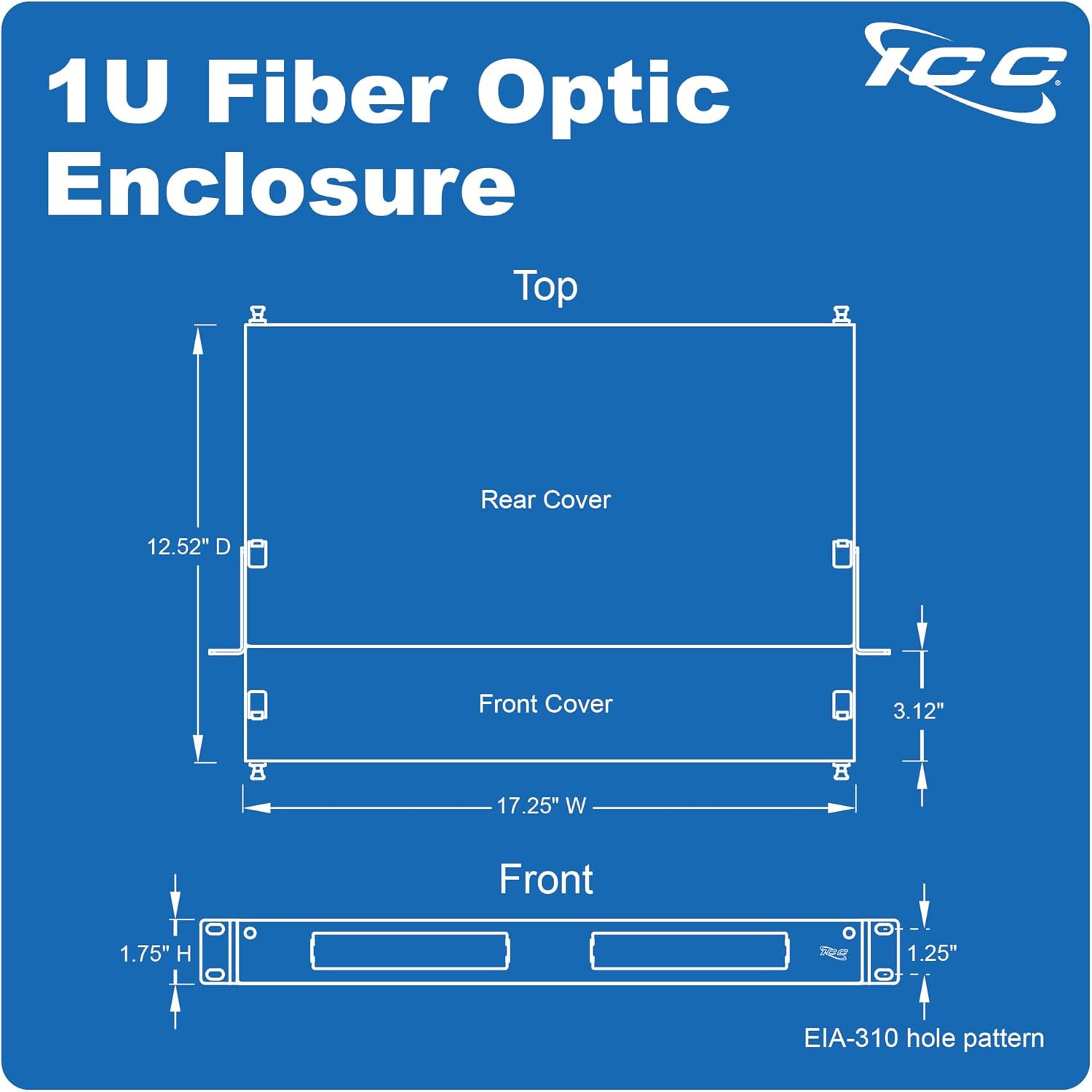 1U Fiber Optic Rack Mount Enclosure – 3 Slots for LGX Compatible Adapter Panels