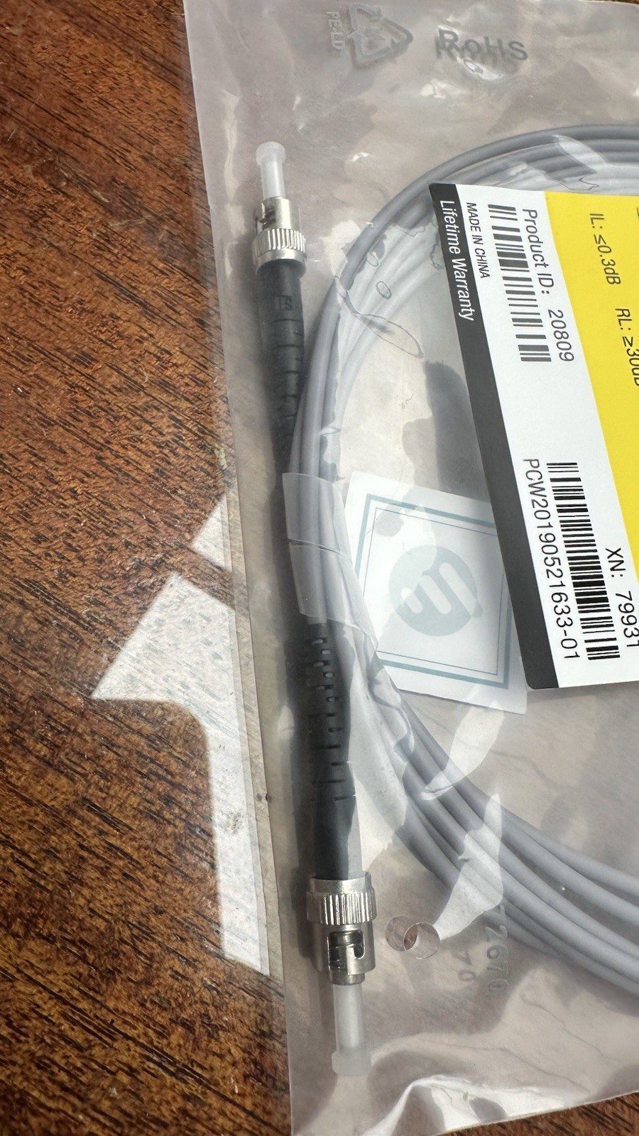 FS.com 20809 Multimode Armored Fiber Patch Cable Grey 3 Meters Long