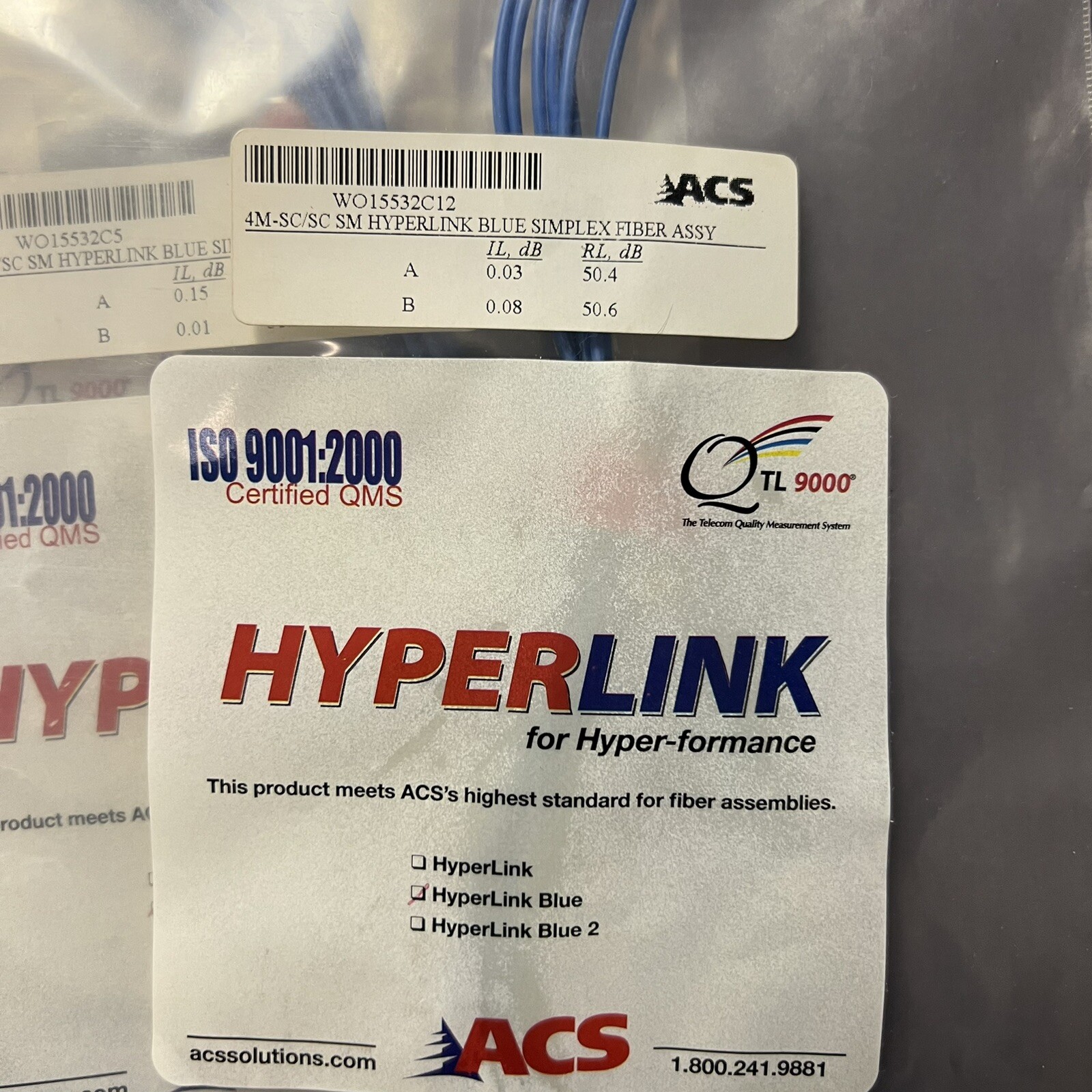 LOT 9 x SC/SC Simplex Patch Cord 4M Fiber Optic Cable SingleMode Simplex 8.3/125
