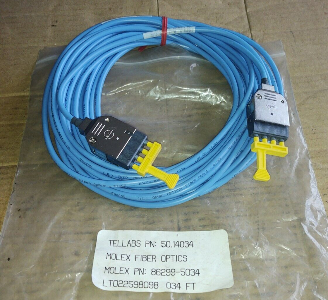 Molex Fiber Optics Cable 34′ Feet Tellabs PN: 50.14034 Blue