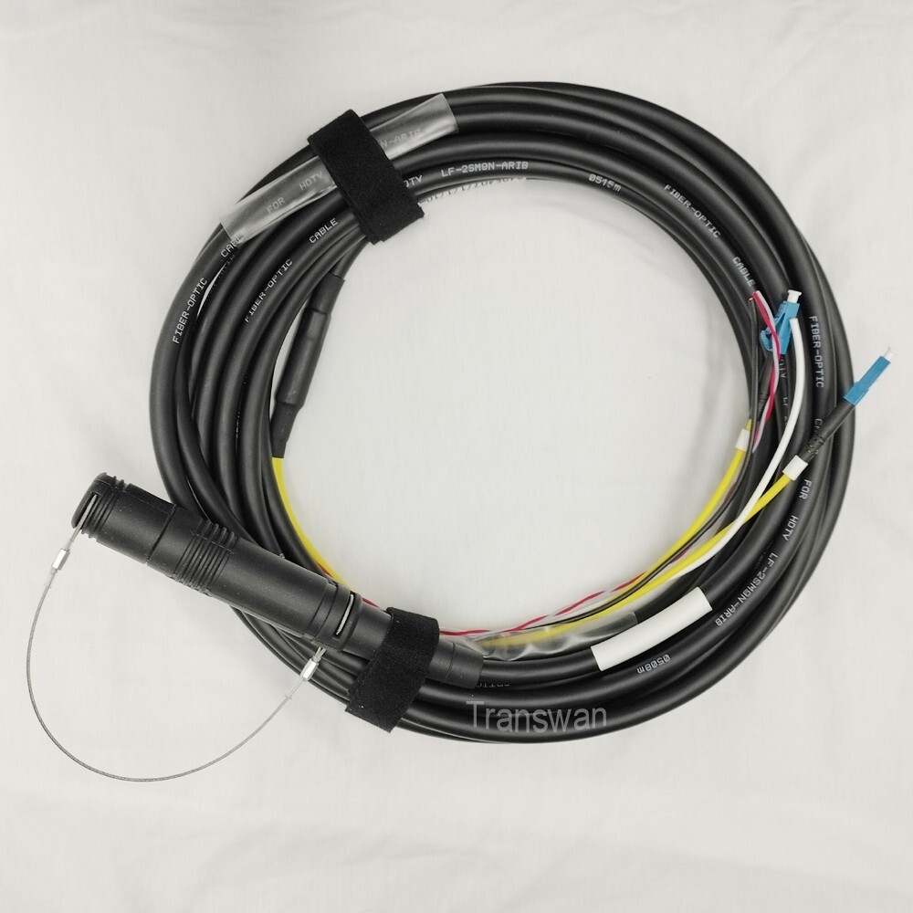SMPTE Hybrid Cable FUW Breakout to 2 x SM Fibers + 4 x Lines 2.5 Meters (8.2 FT)