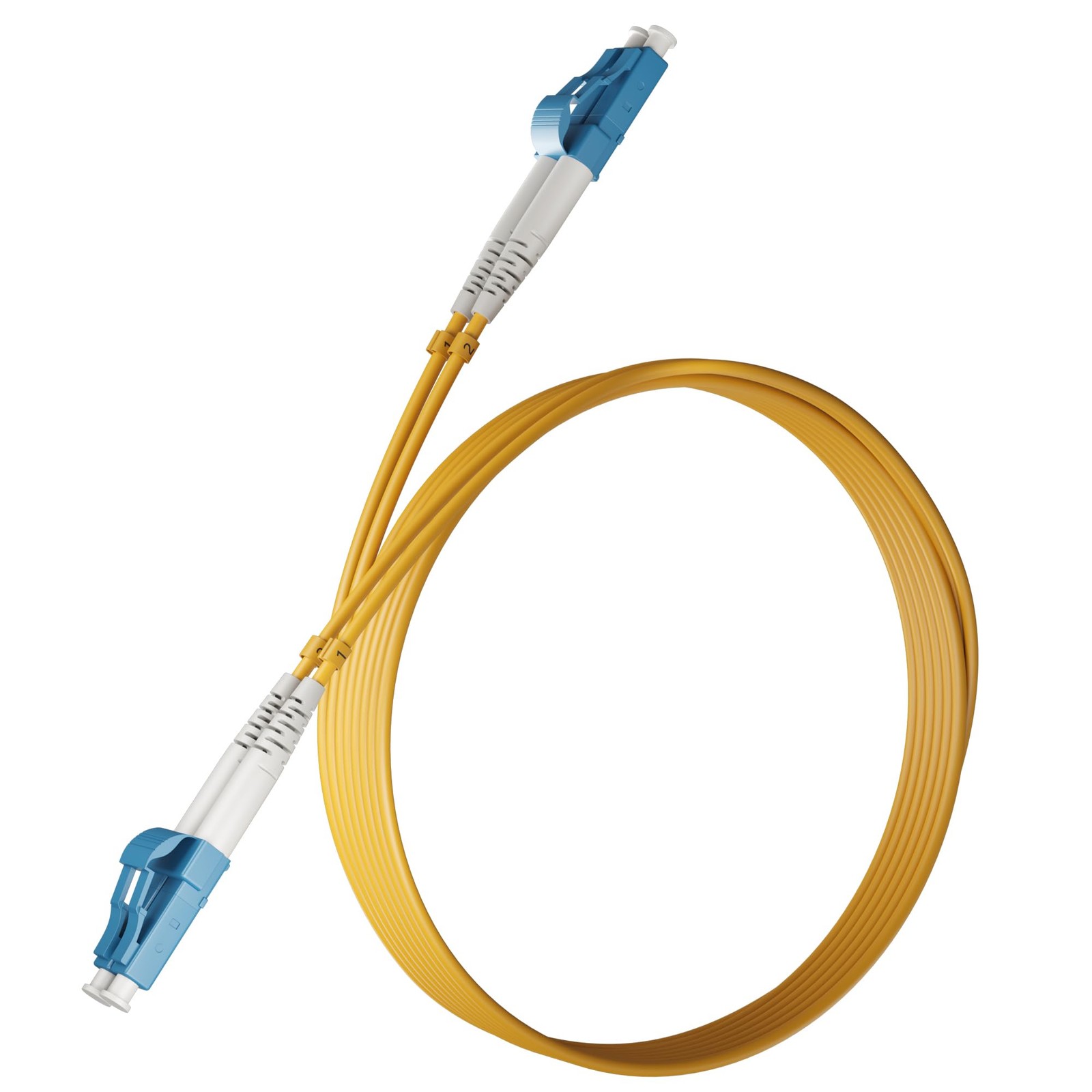 LC to LC OS2 Single Mode Fiber Patch Cable Duplex UPC SMF Yellow Cord 2 FT