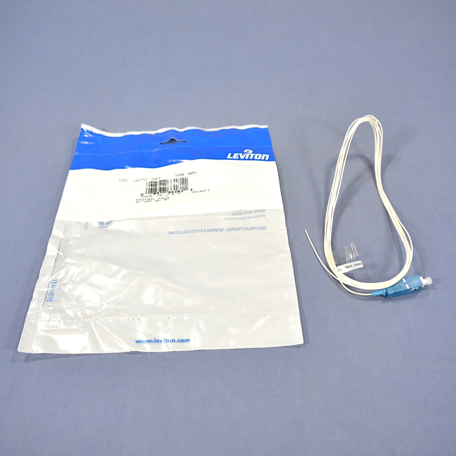 Leviton UPPSC-S03 Single Mode Fiber Optic Pigtail Patch Cable Cord SC UPC 3M