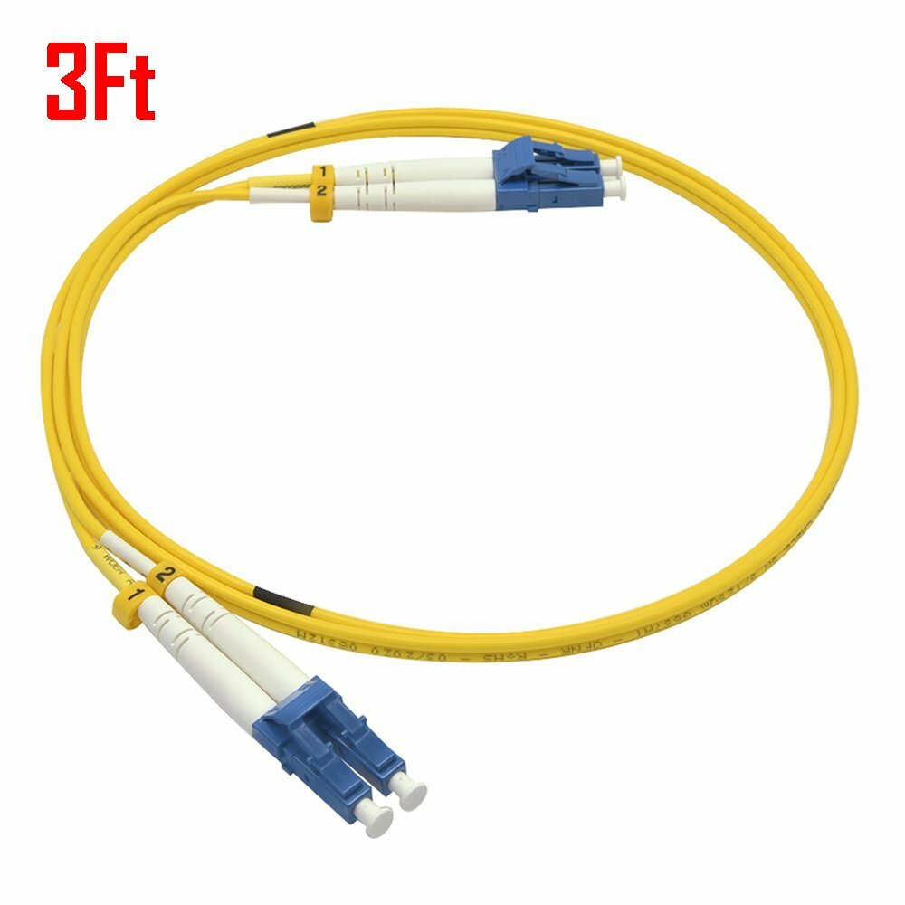 3FT 1M LC UPC to LC UPC Duplex 9/125 Single Mode Fiber Optic Optical Patch Cable