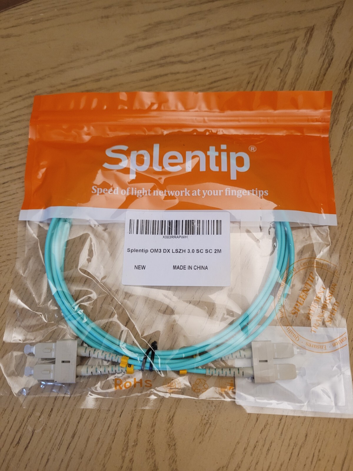 Splentip 2m 6.5ft SC SC OM3 Fiber Optical Patch Cable Cord DX LSZH 3.0 SC SC