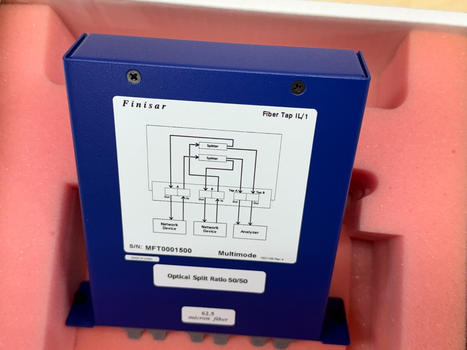Finisar Multi Mode Fiber Optic Tap IL/1 Optical Split Ratio 50/50 CT1011-021