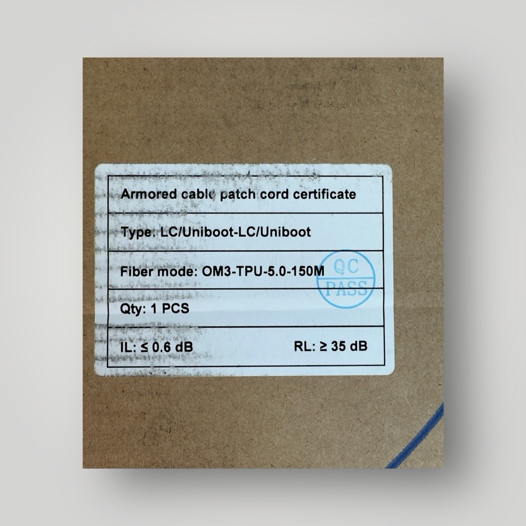 500ft/150m LC to LC Outdoor Armored Fiber Optic Cable – OD 5mm Industrial TPU
