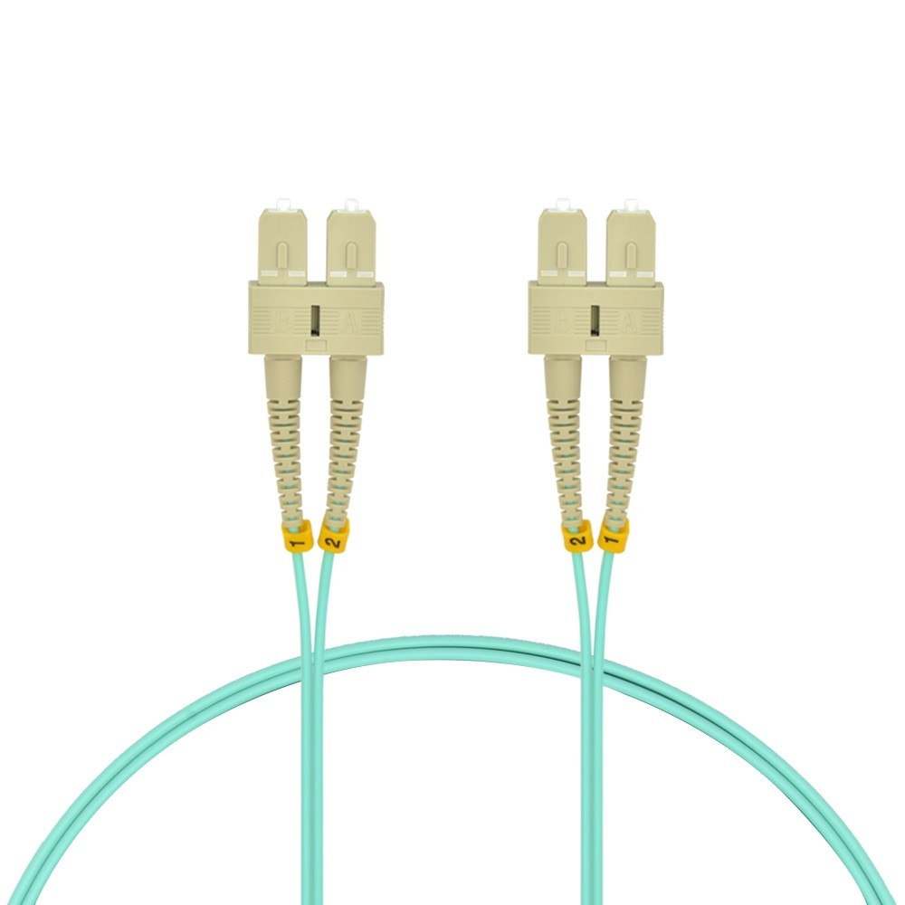 7m SC/UPC SC/UPC OM4 Multimode Duplex Aqua Fiber Optic Patch Cable