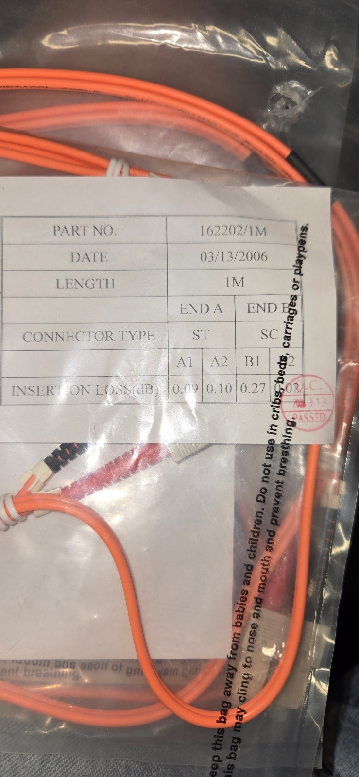 LOT of Assorted Fiber Whips – PatchCords – Thread Lock SC Connectors