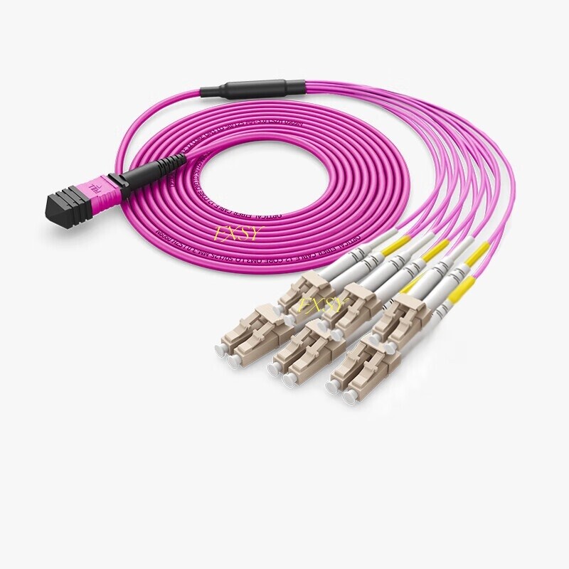 1-20M MPO Female to 6*LC Duplex 12 Core OM4 Breakout Fan Fiber Optic Patch Cord